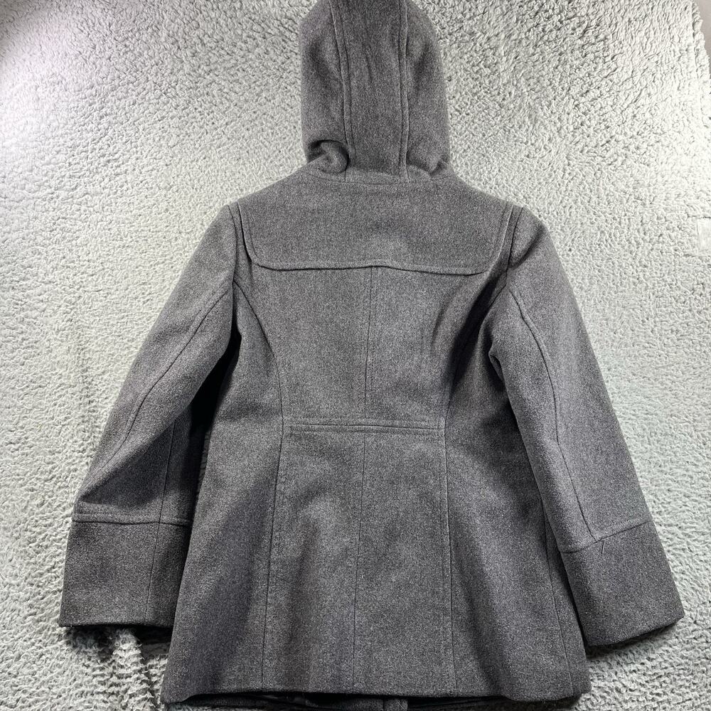 St. John's Bay Women's Petite Medium Wool Cashmere Blend Hooded Duffle Coat Gray - Picture 7 of 8